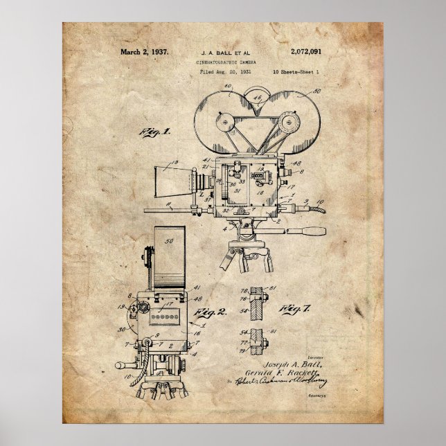 Poster Brevet de caméra vidéo (Devant)