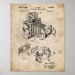 Poster Brevet de caméra vintage