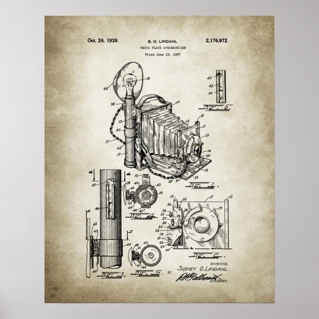 Poster Brevet de caméra vintage (Devant)