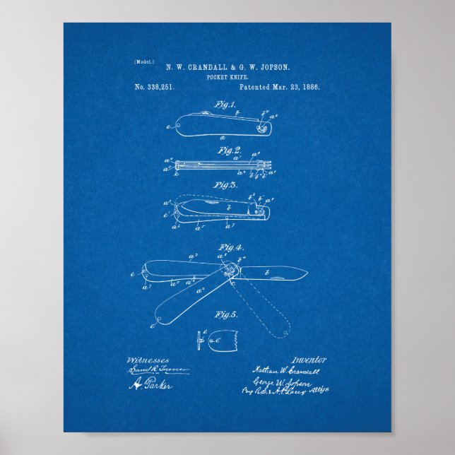 Poster Brevet de couteau de poche - Plan directeur (Devant)