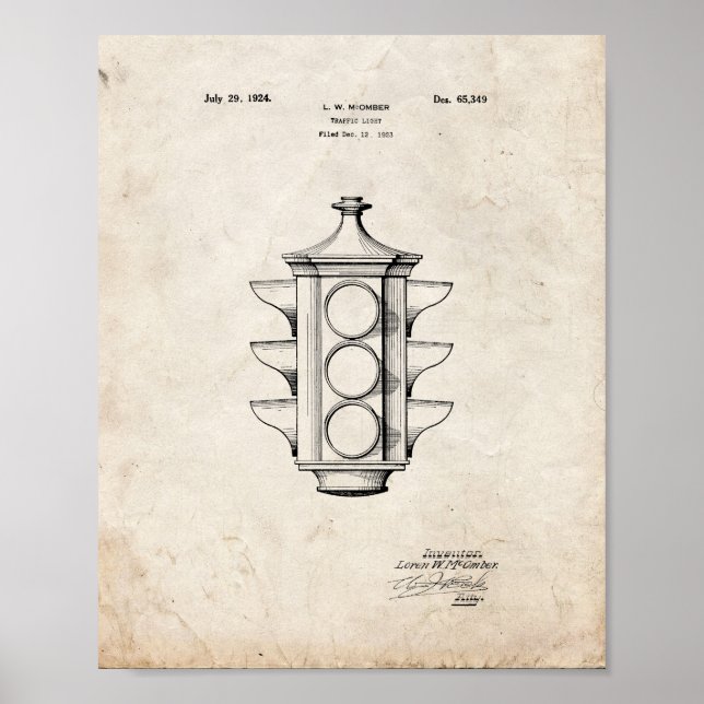 Poster Brevet de feux de circulation - Vieux look (Devant)