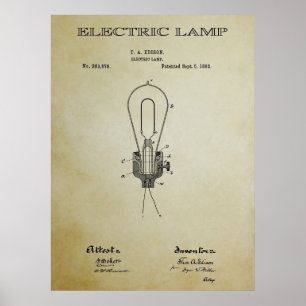 POSTER BREVET DE LAMPE ÉLECTRIQUE 3 - 1882