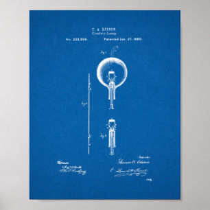 Poster Brevet de l'ampoule légère Thomas Edison - Plan di