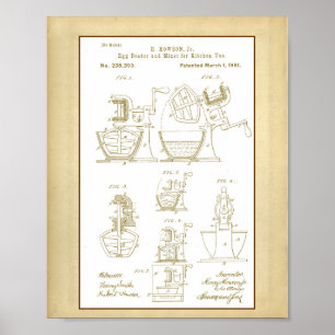 Poster Brevet de mélange de batteur d'oeufs vintage