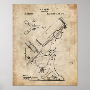 Poster Brevet de microscope de 1886