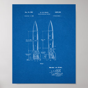 Poster Brevet de missiles propulsé par fusée - Plan direc