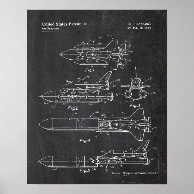 Poster Brevet de navette spatiale vintage (Devant)