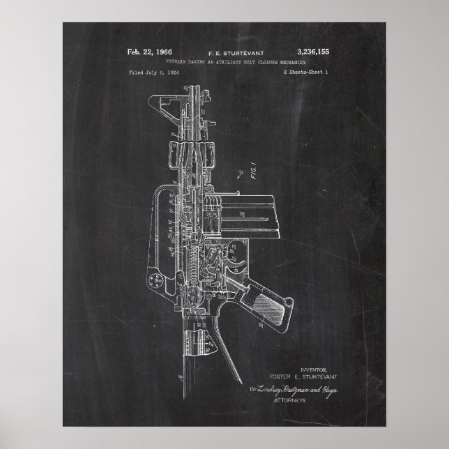 Poster Brevet de pistolet Ar-15 Gun (Devant)