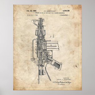 Poster Brevet de pistolet de l'arme à feu Ar-15