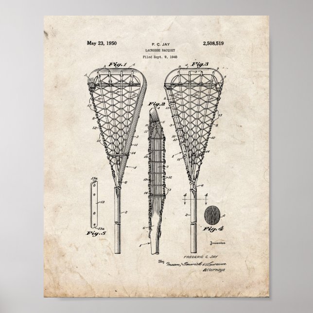 Poster Brevet de raquette de crosse - Vieux look (Devant)