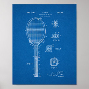 Poster Brevet de raquette de tennis et semblable - modèle