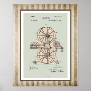 Poster Brevet de scierie de bande vintage