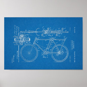 Poster Brevet de vélo sans chaîne Vintage 1898 Imprimer
