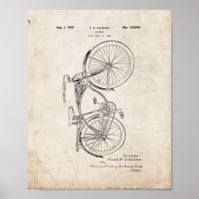 Poster Brevet de vélo Schwinn - Vieux look (Devant)