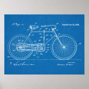 Poster Brevet de vélos Vintage 1920 Plan directeur Imprim