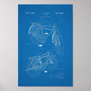 Poster Brevet de vélos Vintage 1936 Plan directeur de l'a