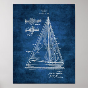 Poster Brevet de voilier de Décor Nautique Marine No 5