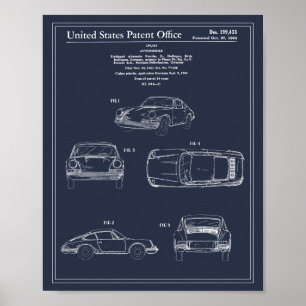 Poster Brevet de voiture sport Vintage voyage Blueprint A