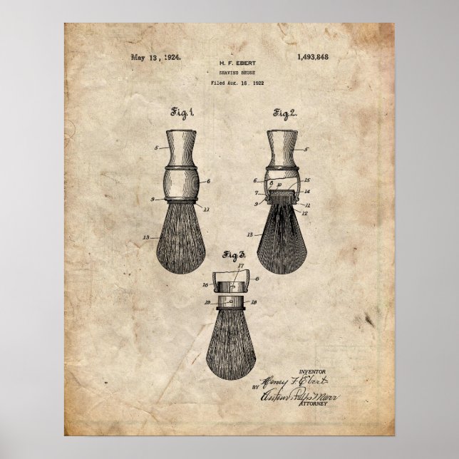Poster Brevet d'impression d'une brosse à raser (Devant)