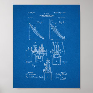 Poster Brevet du moteur à combustion interne - Plan direc