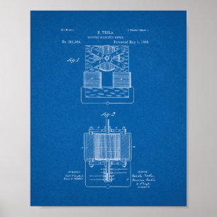 Poster Brevet électromagnétique de moteur de Tesla -