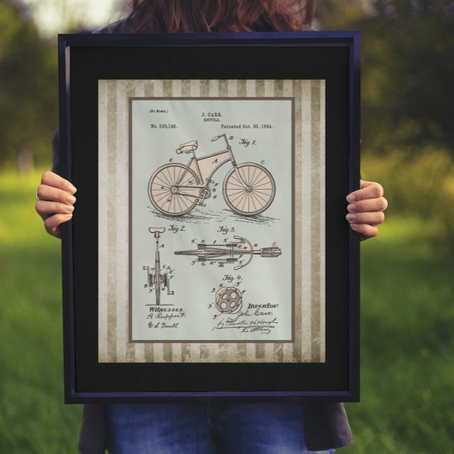 Poster Brevet vintage 1894 Carr Bicycle (Créateur téléchargé)