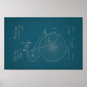 Poster Brevet Vintage à bicyclette haute roue 1885 Imprim