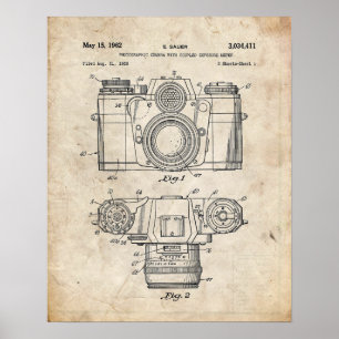 Poster Brevet vintage d'appareil-photo