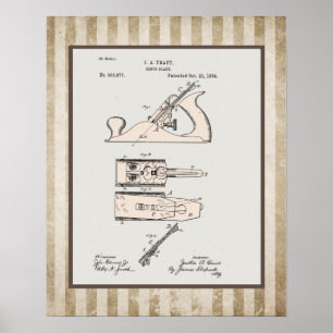 Poster Brevet vintage du plan de travail du bois