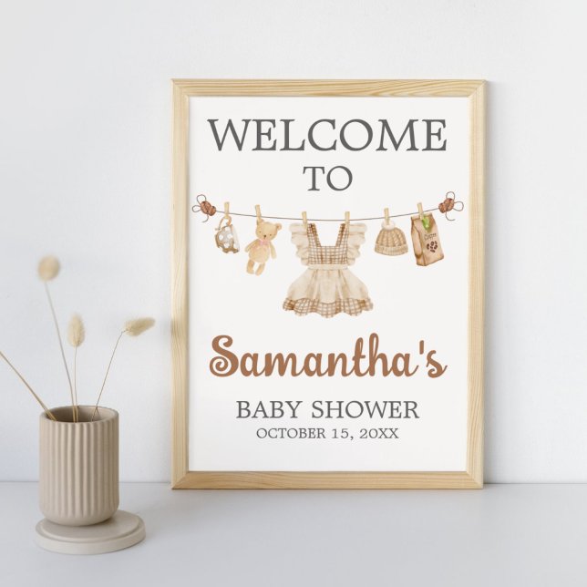 Poster Brewing Coffee Baby Shower Welcome Sign (Coffee Little Bean Clothesline Baby Shower Welcome Sign)