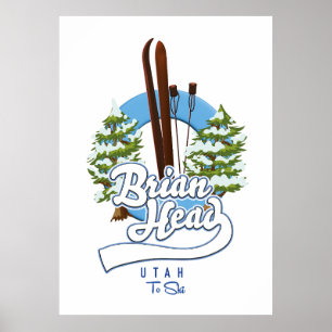 Poster Brian Head Utah pour skier logo