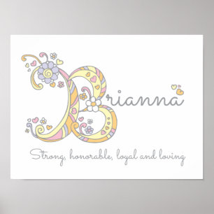 Poster Brianna initiale B doodle signifiant