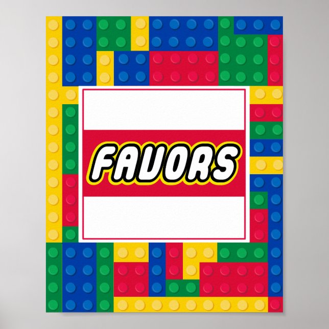 Poster Brick Builder  Birthday Party FAVOR SIGN (Devant)