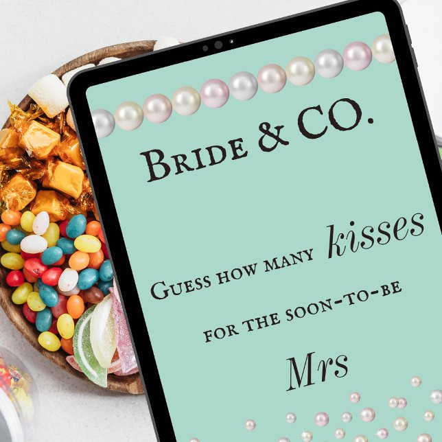 Poster Bride Co Turquoise Blue Pearl Fête des mariées Gue (Créateur téléchargé)