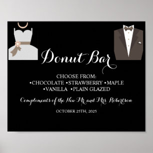 Poster Bride & Groom Donut Bar Bridal Shower Wedding Sign