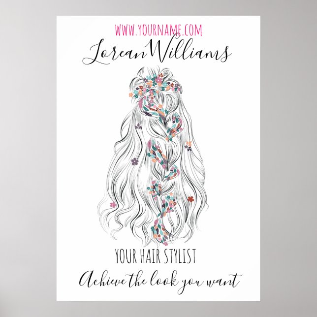 Poster Bride Wavy Braid cheveux floral Hairstyling marque (Devant)
