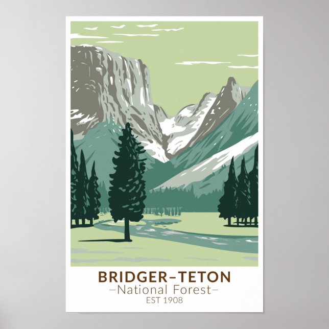Poster Bridger Teton National Forest Upper Green River (Devant)