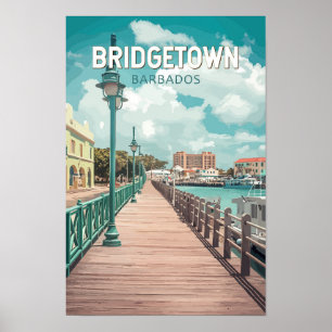 Poster Bridgetown Barbade Illustration Art de Voyage Rétr