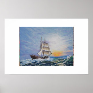 Poster Brigantine En Mer Animée