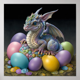 Poster Bright and ColorFul Easter Dragon Print