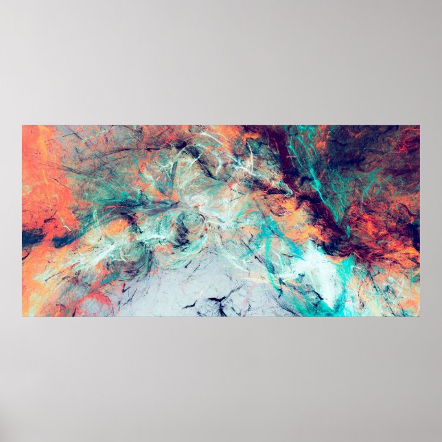 Poster Bright artistic splashes. Abstract painting trendy (Devant)