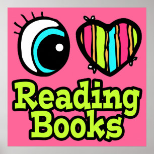 Poster Bright Eye Heart I Love Lecture Livres
