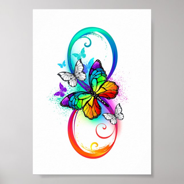 Poster Bright infinity with rainbow butterfly (Devant)