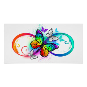 Poster Bright infinity with rainbow butterfly