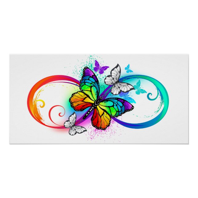 Poster Bright infinity with rainbow butterfly (Devant)