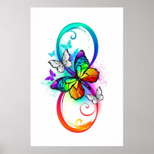 Poster Bright infinity with rainbow butterfly