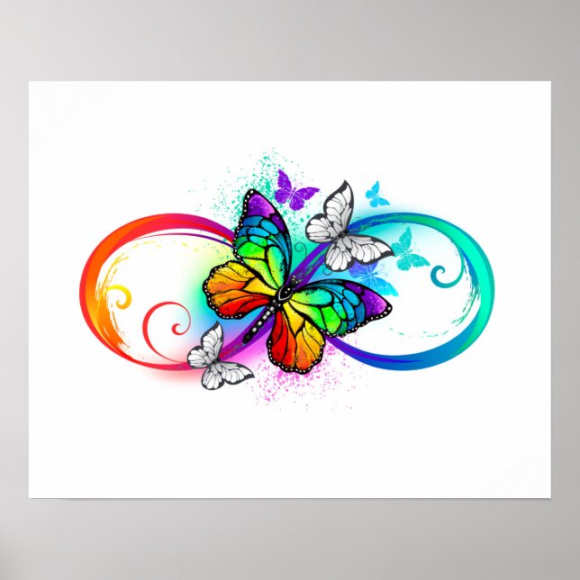 Poster Bright infinity with rainbow butterfly (Devant)