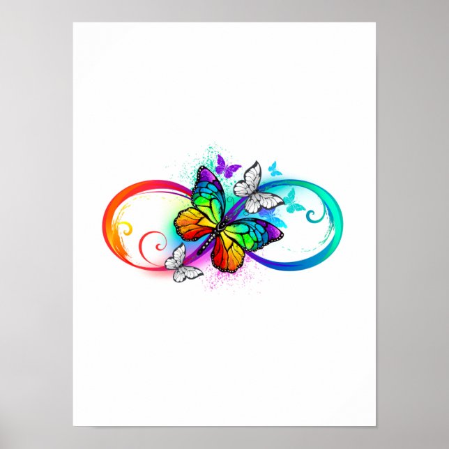 Poster Bright infinity with rainbow butterfly (Devant)
