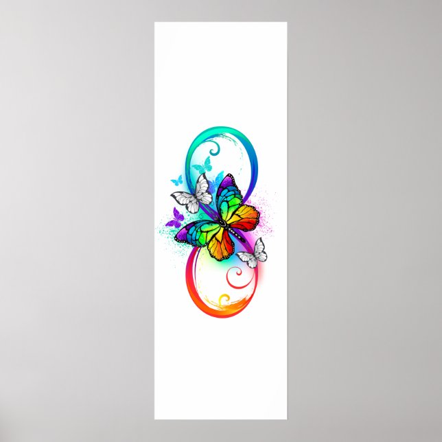 Poster Bright infinity with rainbow butterfly (Devant)