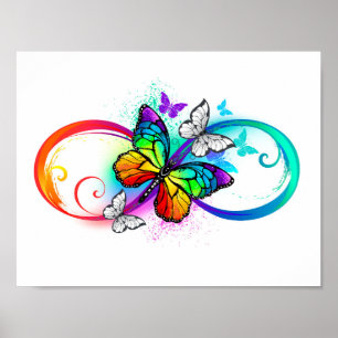 Poster Bright infinity with rainbow butterfly